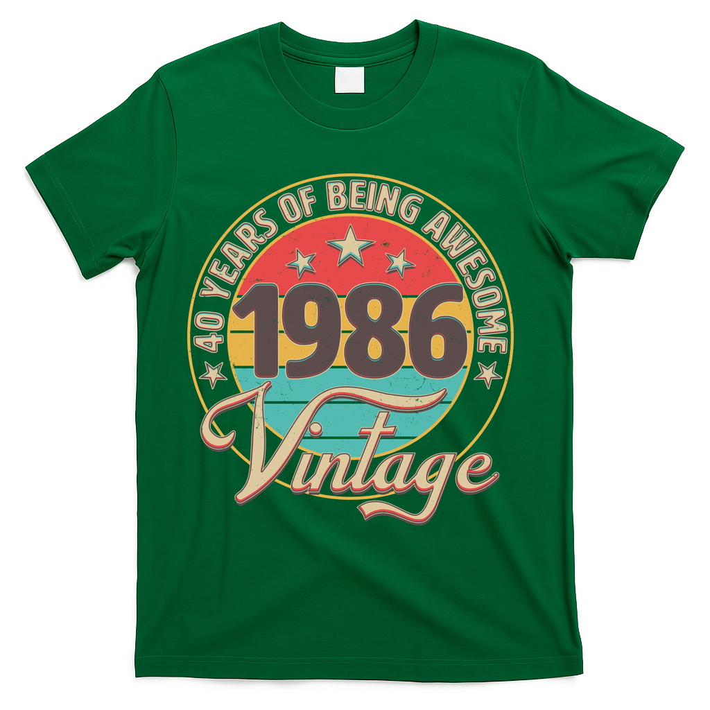 40th Birthday 40 Years Of Being Awesome 1986 Vintage T-Shirt product image 4