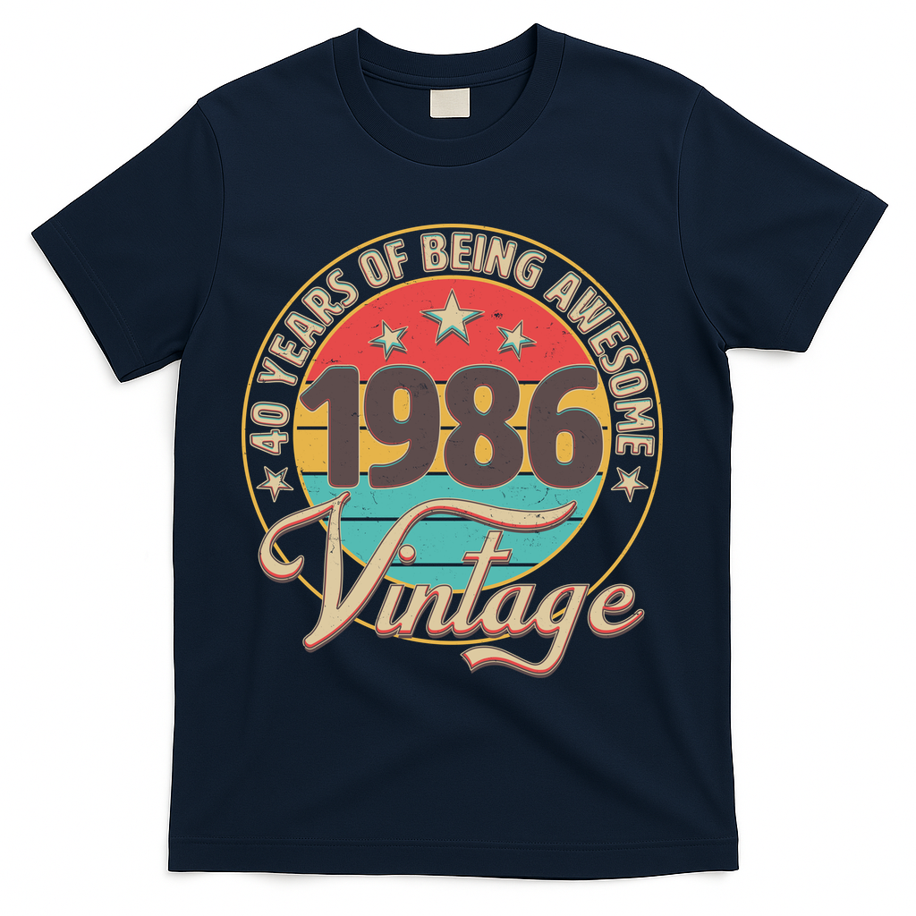 40th Birthday 40 Years Of Being Awesome 1986 Vintage T-Shirt product image 3