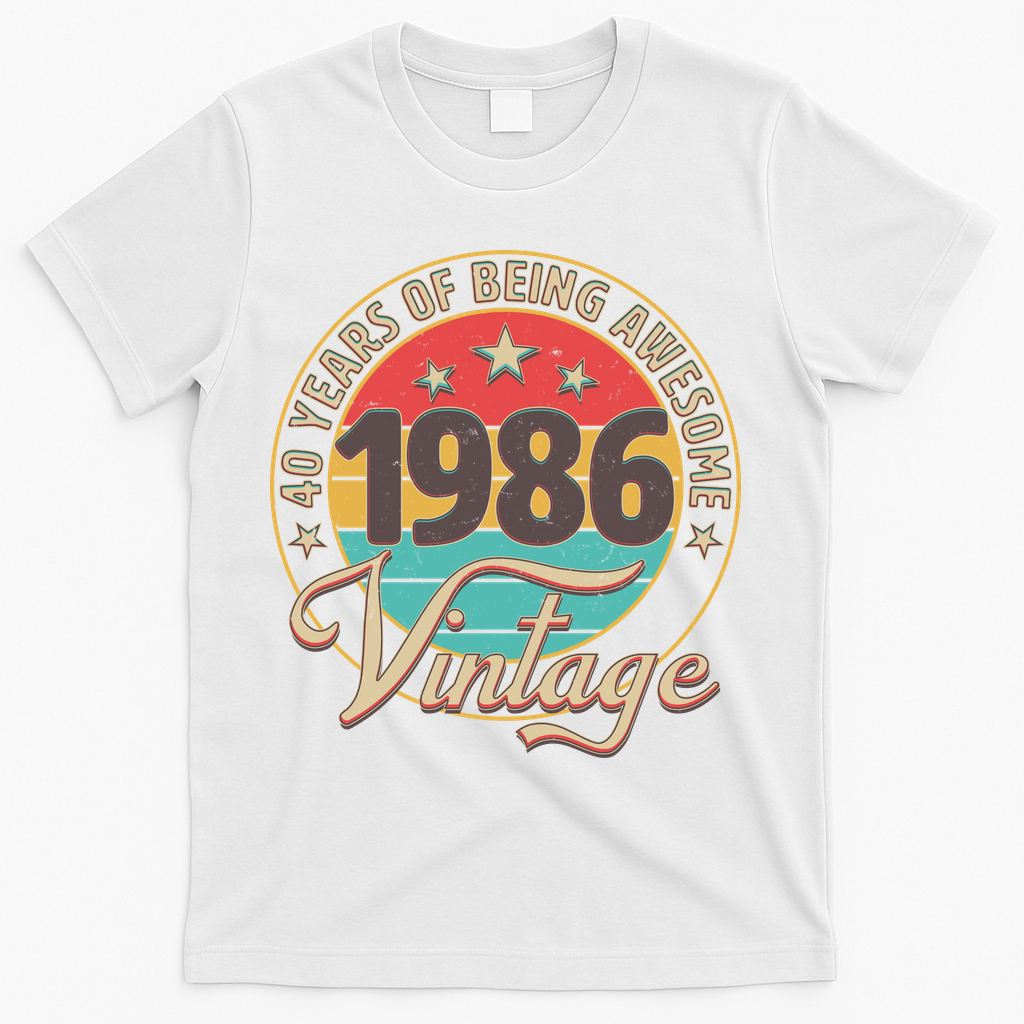 40th Birthday 40 Years Of Being Awesome 1986 Vintage T-Shirt product image 2