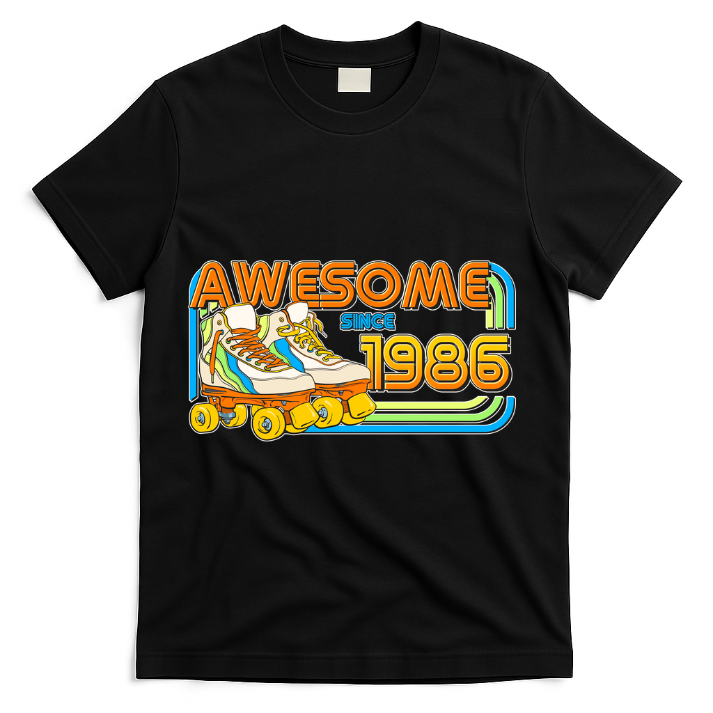 40th Birthday Awesome Since 1986 Retro Roller Skates T-Shirt product image 1