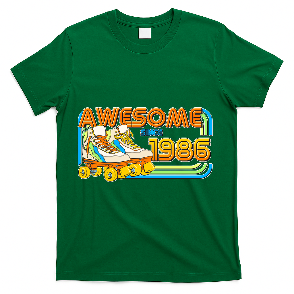 40th Birthday Awesome Since 1986 Retro Roller Skates T-Shirt product image 4