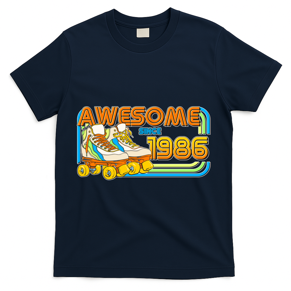 40th Birthday Awesome Since 1986 Retro Roller Skates T-Shirt product image 3