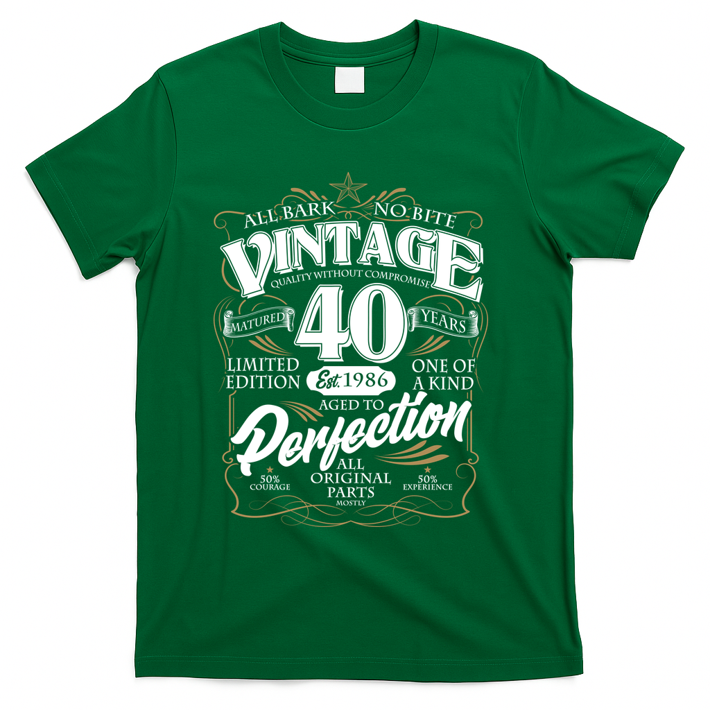 40th Birthday Est 1986 All Bark No Bite Vintage T-Shirt product image 4