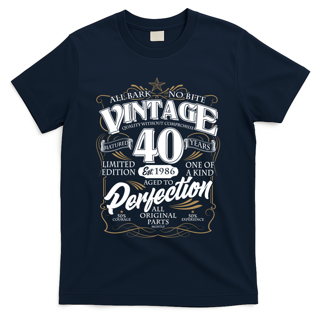 40th Birthday Est 1986 All Bark No Bite Vintage T-Shirt product image 3