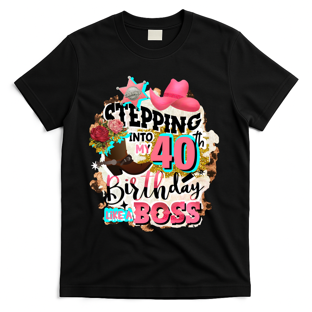 40th Birthday Like A Boss Rodeo Cowboy Funny Cute T-Shirt product image 1