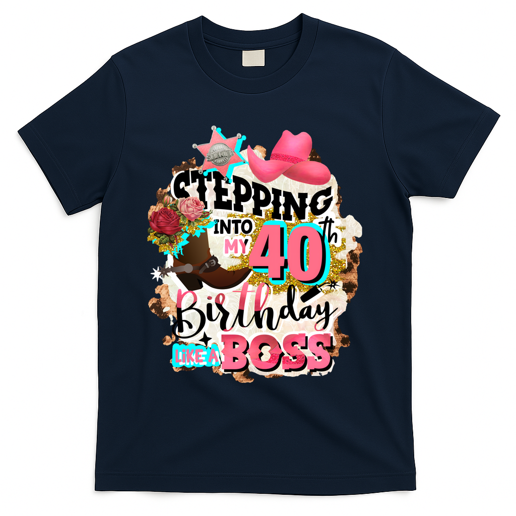 40th Birthday Like A Boss Rodeo Cowboy Funny Cute T-Shirt product image 3