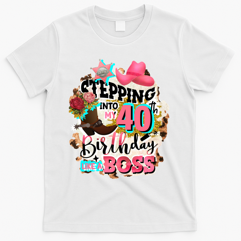 40th Birthday Like A Boss Rodeo Cowboy Funny Cute T-Shirt product image 2