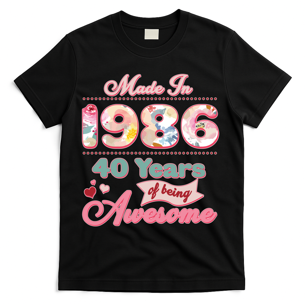 40th Birthday Pink Floral Made In 1986 Years Of Being product image 1