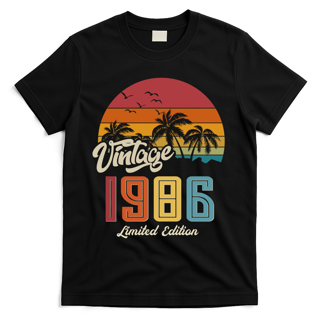40th Birthday Retro Vintage 1986 Tropical Palm Trees T-Shirt product image 1