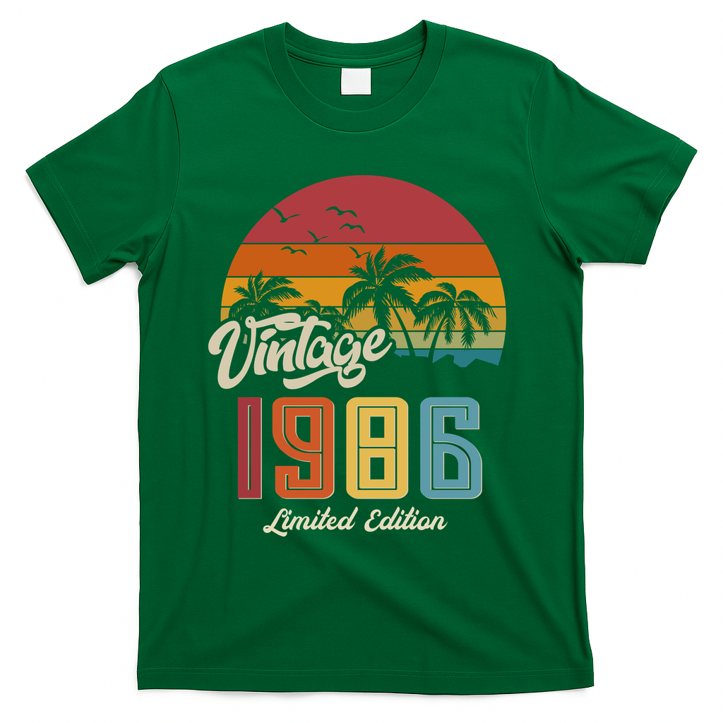 40th Birthday Retro Vintage 1986 Tropical Palm Trees T-Shirt product image 4