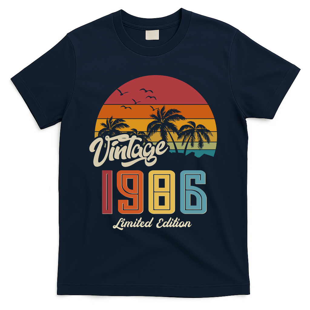 40th Birthday Retro Vintage 1986 Tropical Palm Trees T-Shirt product image 3