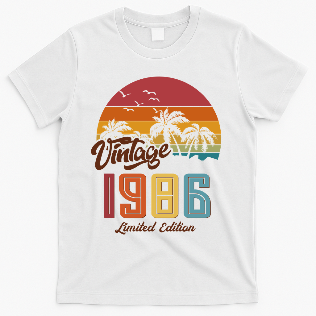 40th Birthday Retro Vintage 1986 Tropical Palm Trees T-Shirt product image 2