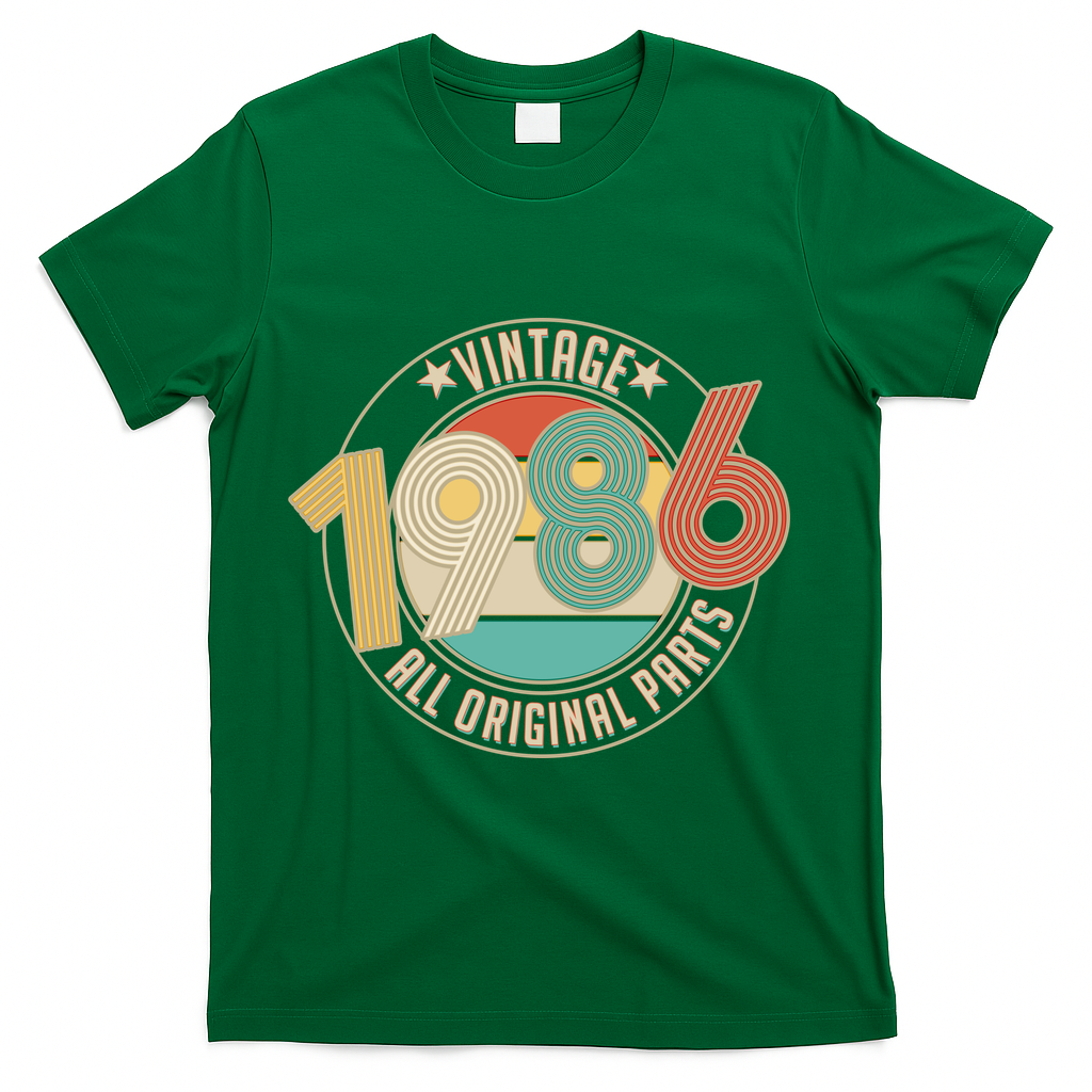 40th Birthday Vintage 1986 All Original Parts Emblem T-Shirt product image 4