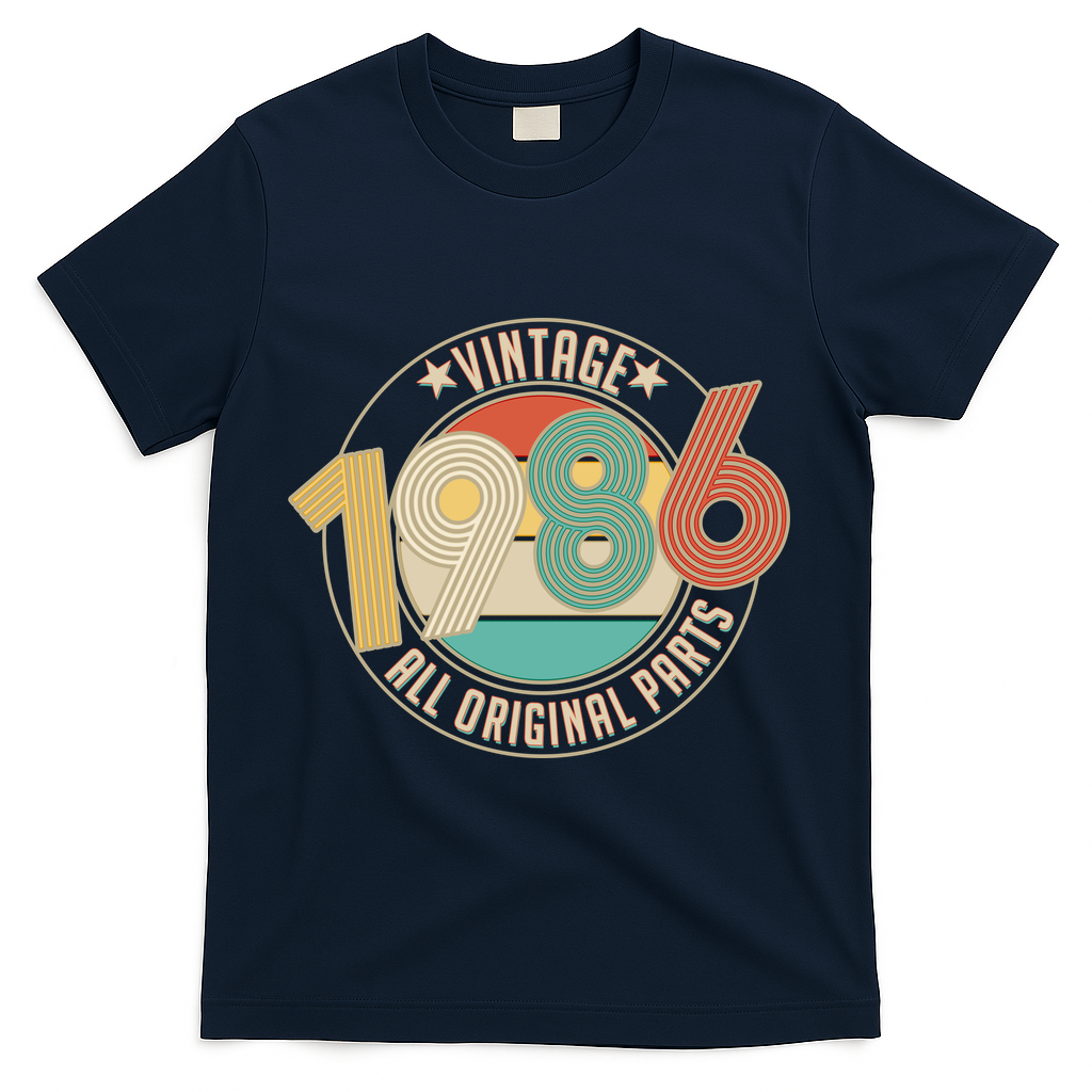 40th Birthday Vintage 1986 All Original Parts Emblem T-Shirt product image 3