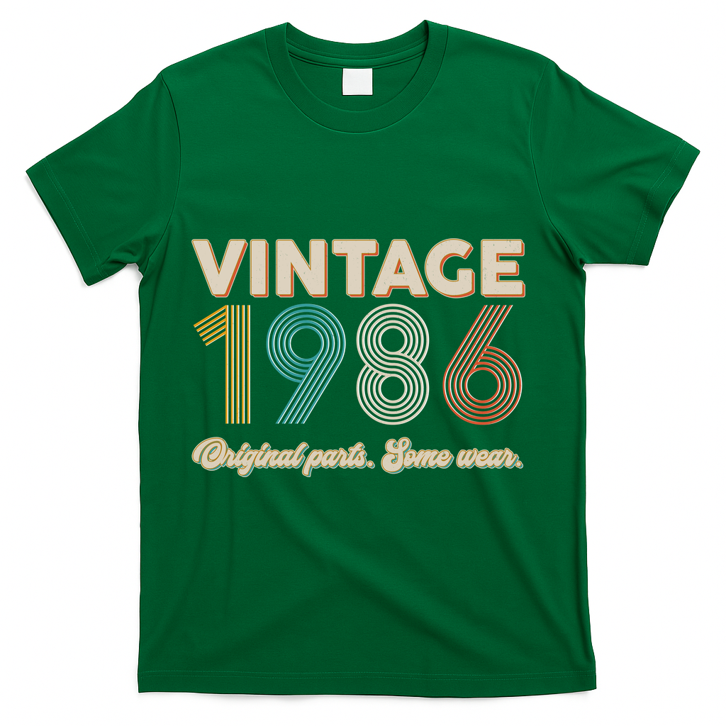 40th Birthday Vintage 1986 Original Parts Some Wear T-Shirt product image 4