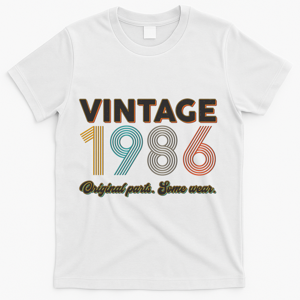 40th Birthday Vintage 1986 Original Parts Some Wear T-Shirt product image 2