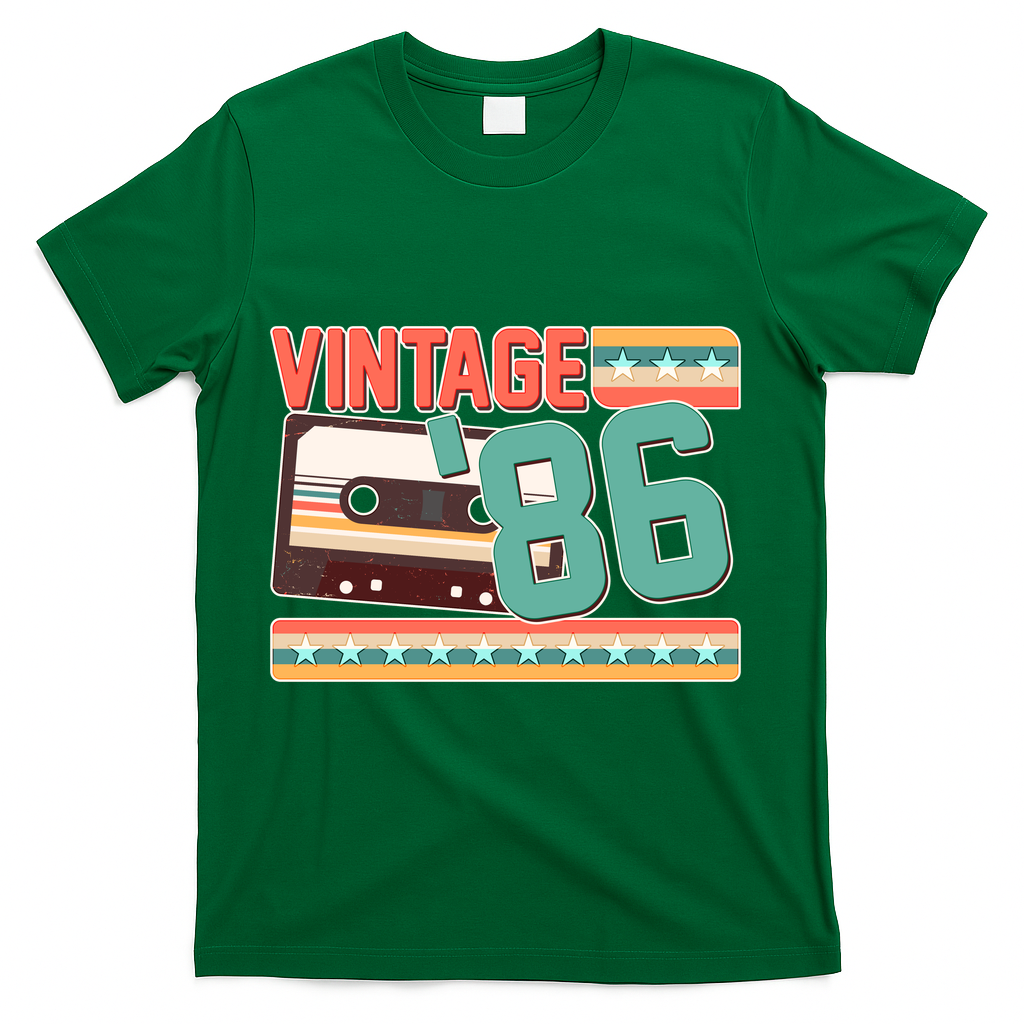 40th Birthday Vintage 1986 Cassette Tape T-Shirt product image 4