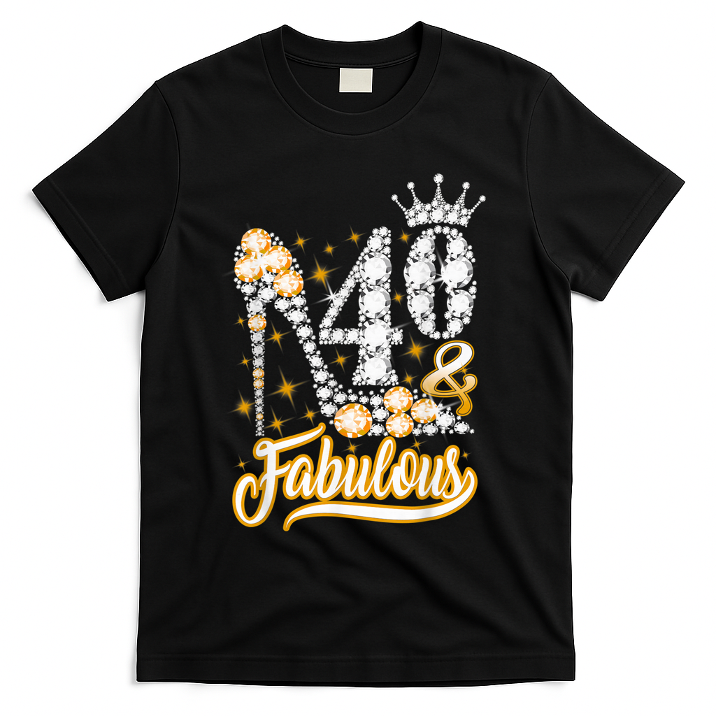40 & Fabulous 40 Years Old 40th Birthday Diamond Crown Shoes T-Shirt