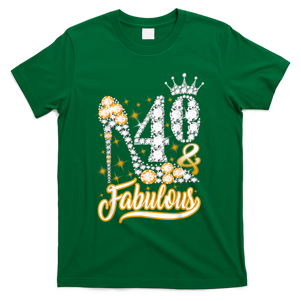 40 & Fabulous 40 Years Old 40th Birthday Diamond Crown Shoes T-Shirt