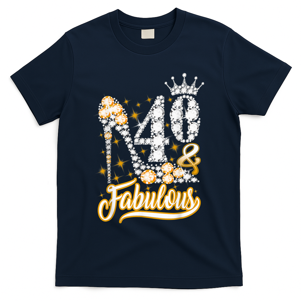 40 & Fabulous 40 Years Old 40th Birthday Diamond Crown Shoes T-Shirt