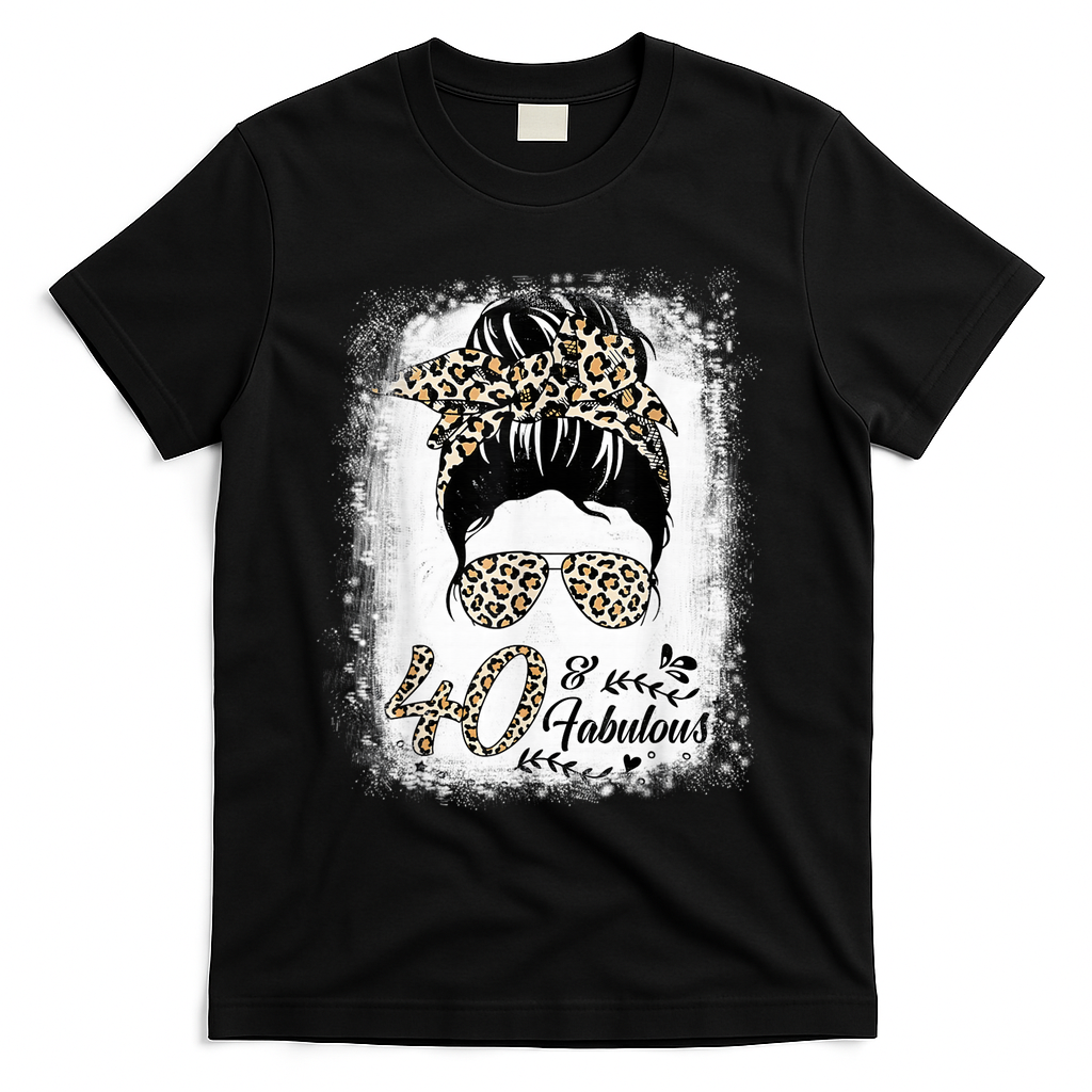 40 Years Old Fabulous Messy Bun Leopard 40th Birthday product image 1