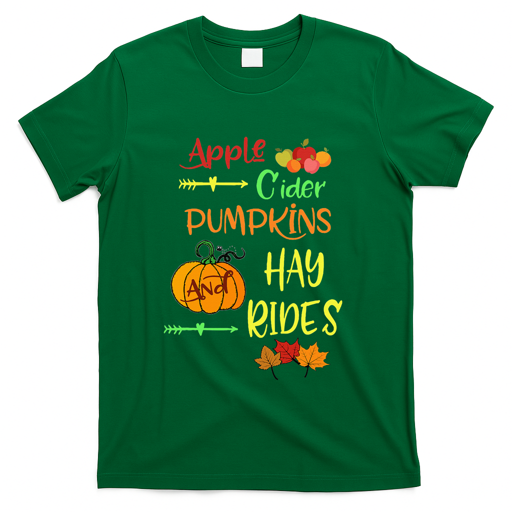 Apple Cider Pumpkins And Hayrides Cute Fall T-Shirt product image 4