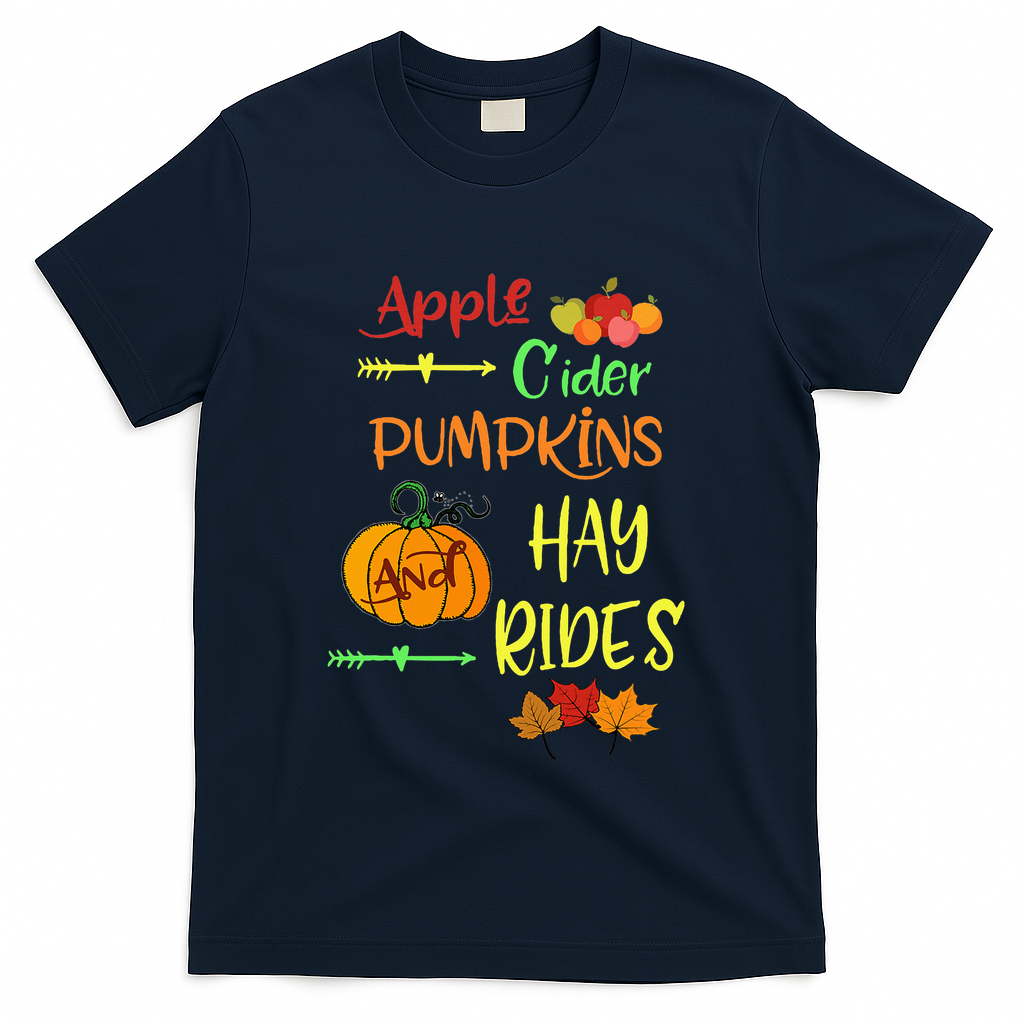 Apple Cider Pumpkins And Hayrides Cute Fall T-Shirt product image 3