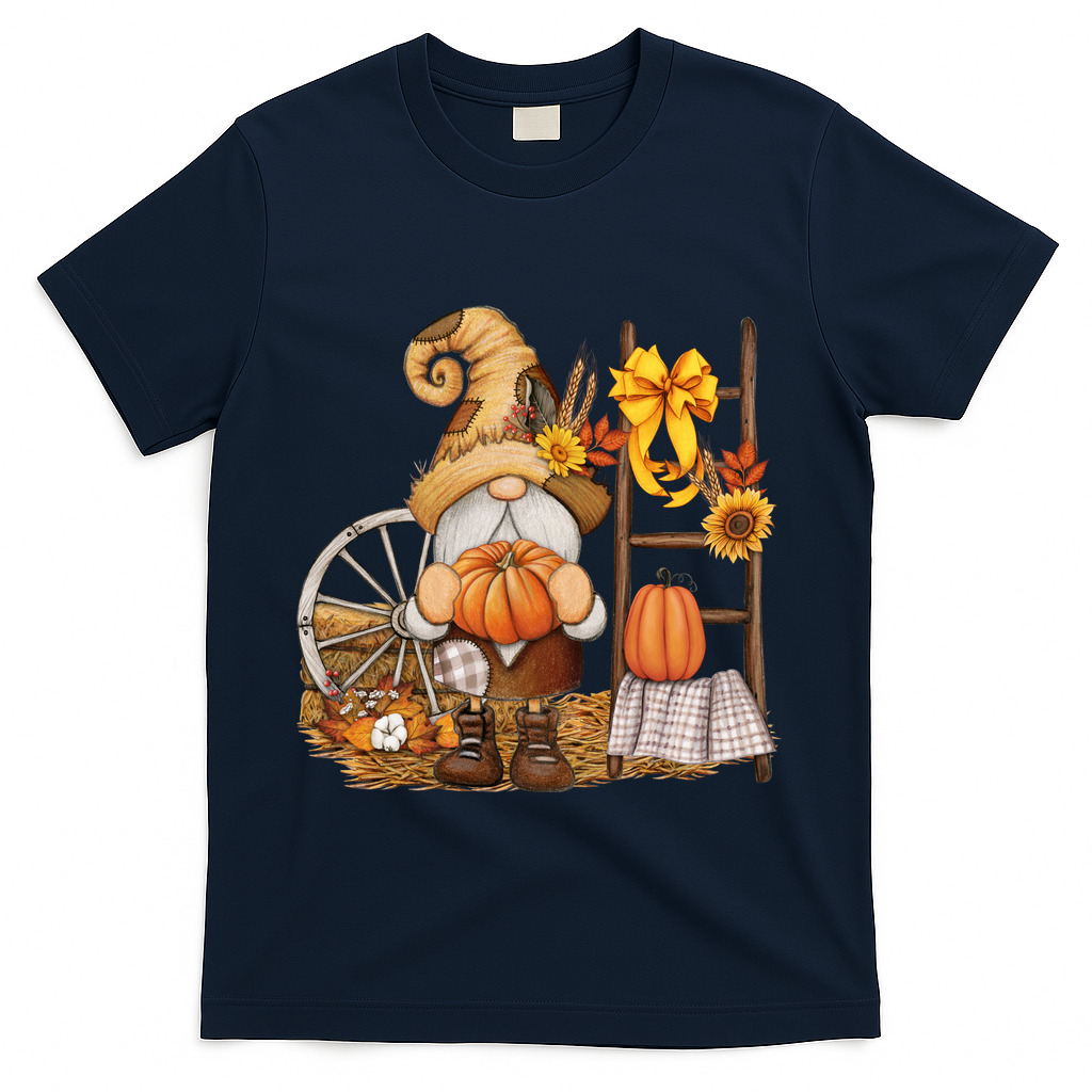 Autumn Fall Season Gnome Pumpkin Floral T-Shirt product image 3