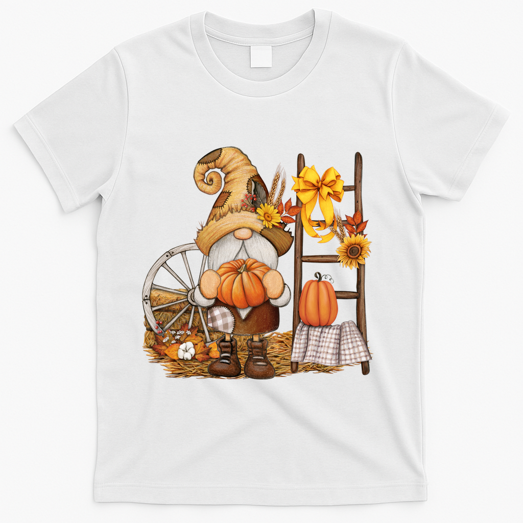 Autumn Fall Season Gnome Pumpkin Floral T-Shirt product image 2