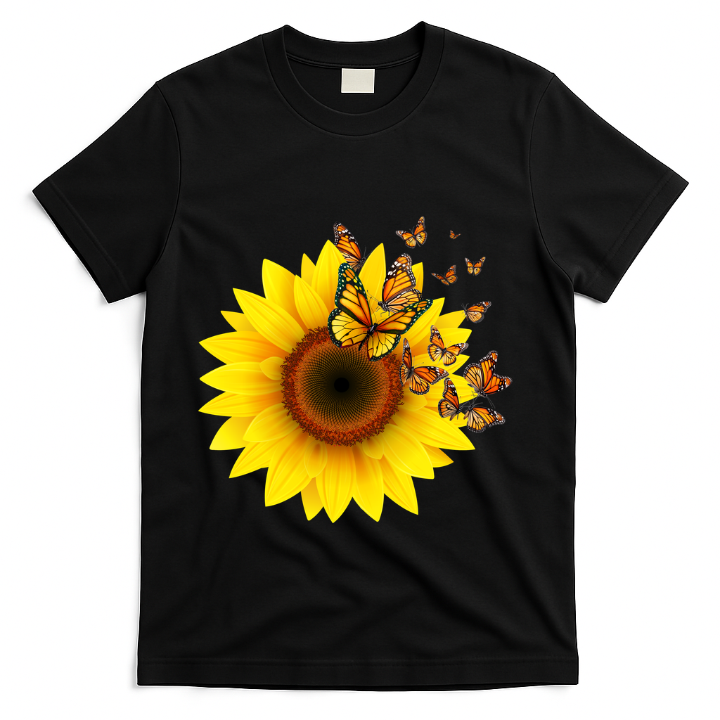 Autumn Fall Sunflower Butterflies T-Shirt product image 1