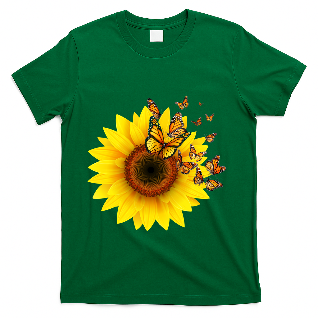 Autumn Fall Sunflower Butterflies T-Shirt product image 4