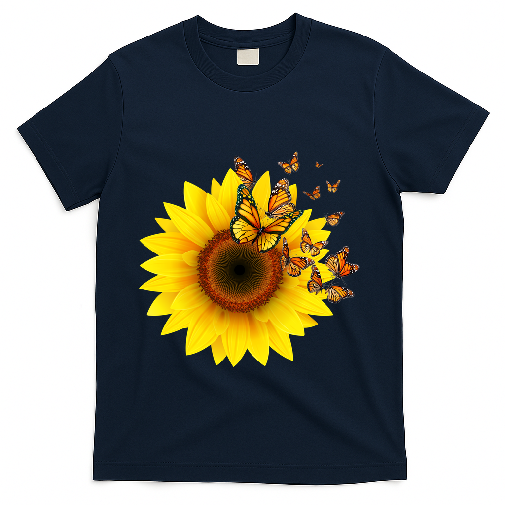 Autumn Fall Sunflower Butterflies T-Shirt product image 3