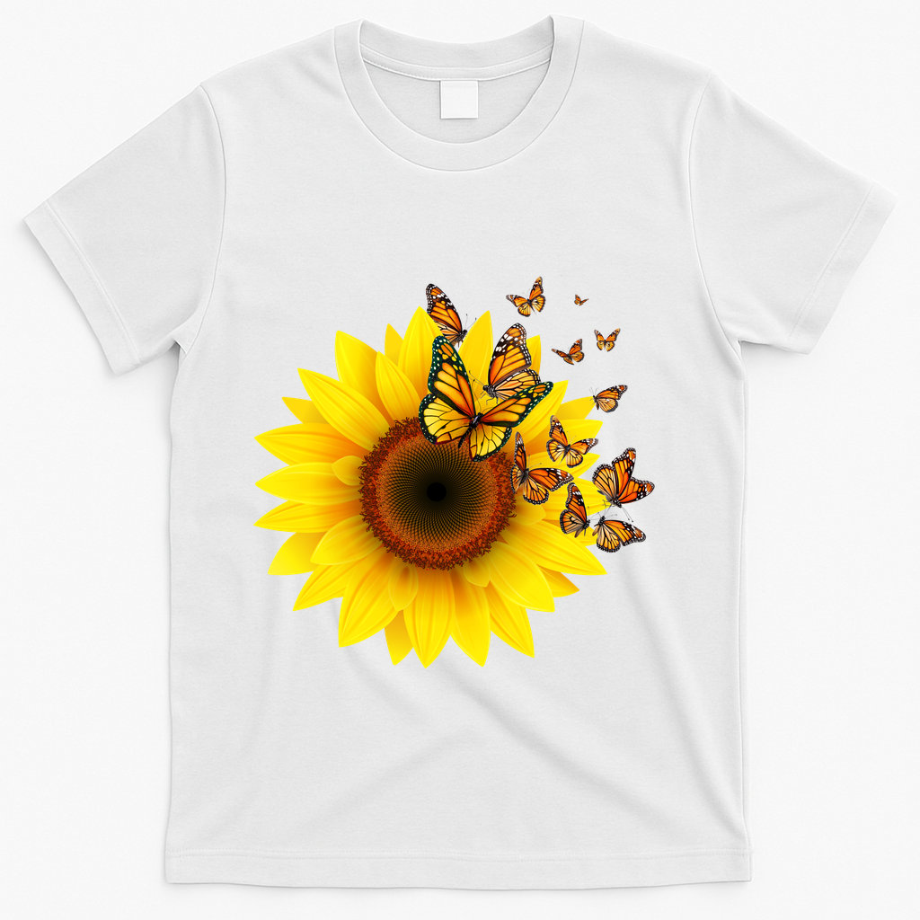 Autumn Fall Sunflower Butterflies T-Shirt product image 2