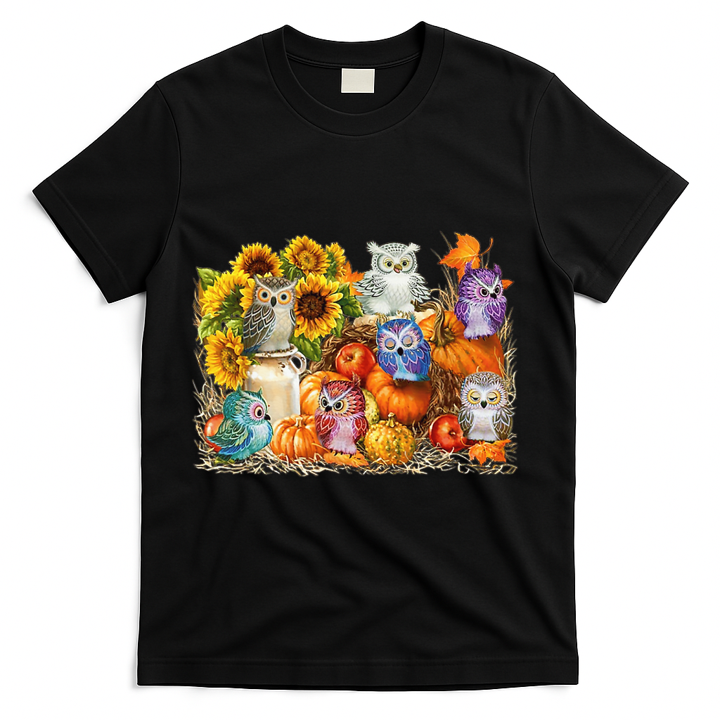 Autumn Owl Sunflower Pumpkin Halloween Costume T-Shirt product image 1
