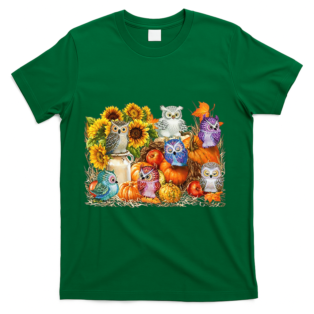 Autumn Owl Sunflower Pumpkin Halloween Costume T-Shirt product image 4