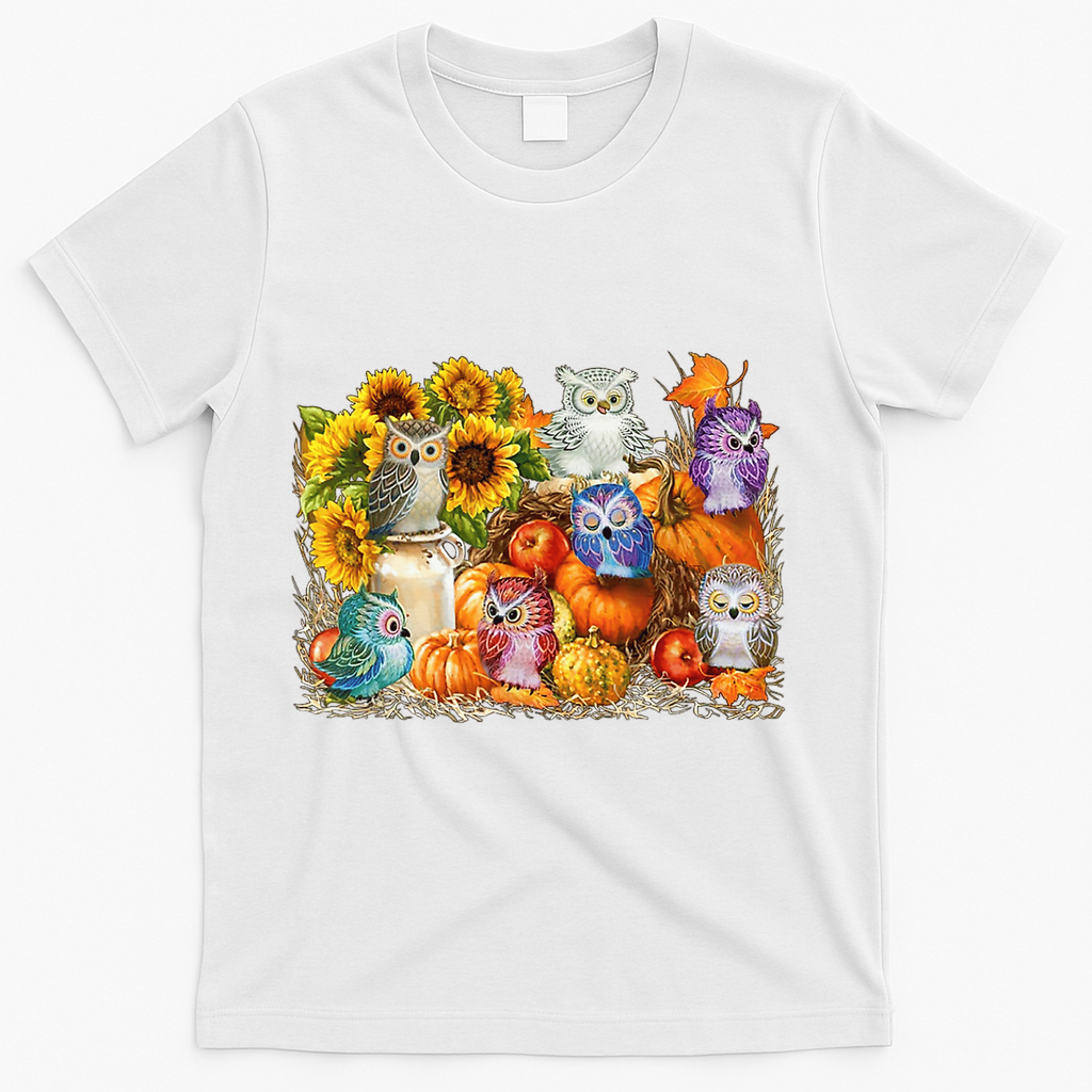 Autumn Owl Sunflower Pumpkin Halloween Costume T-Shirt product image 2