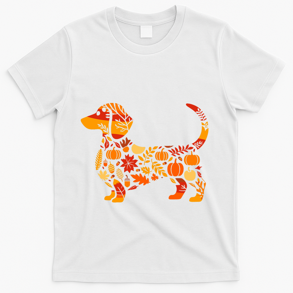 Autumn Pumpkin Fall Dachshund Thanksgiving T-Shirt product image 2