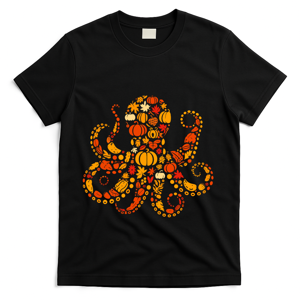 Autumn Pumpkin Fall Octopus Thanksgiving T-Shirt product image 1