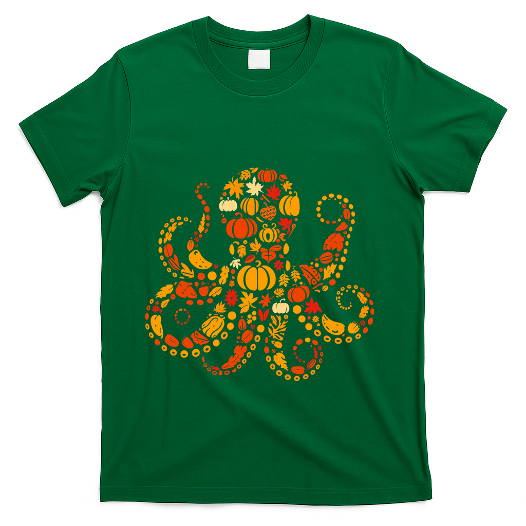 Autumn Pumpkin Fall Octopus Thanksgiving T-Shirt product image 4