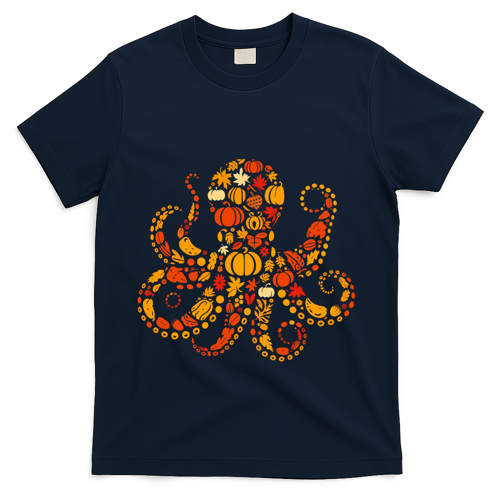 Autumn Pumpkin Fall Octopus Thanksgiving T-Shirt product image 3