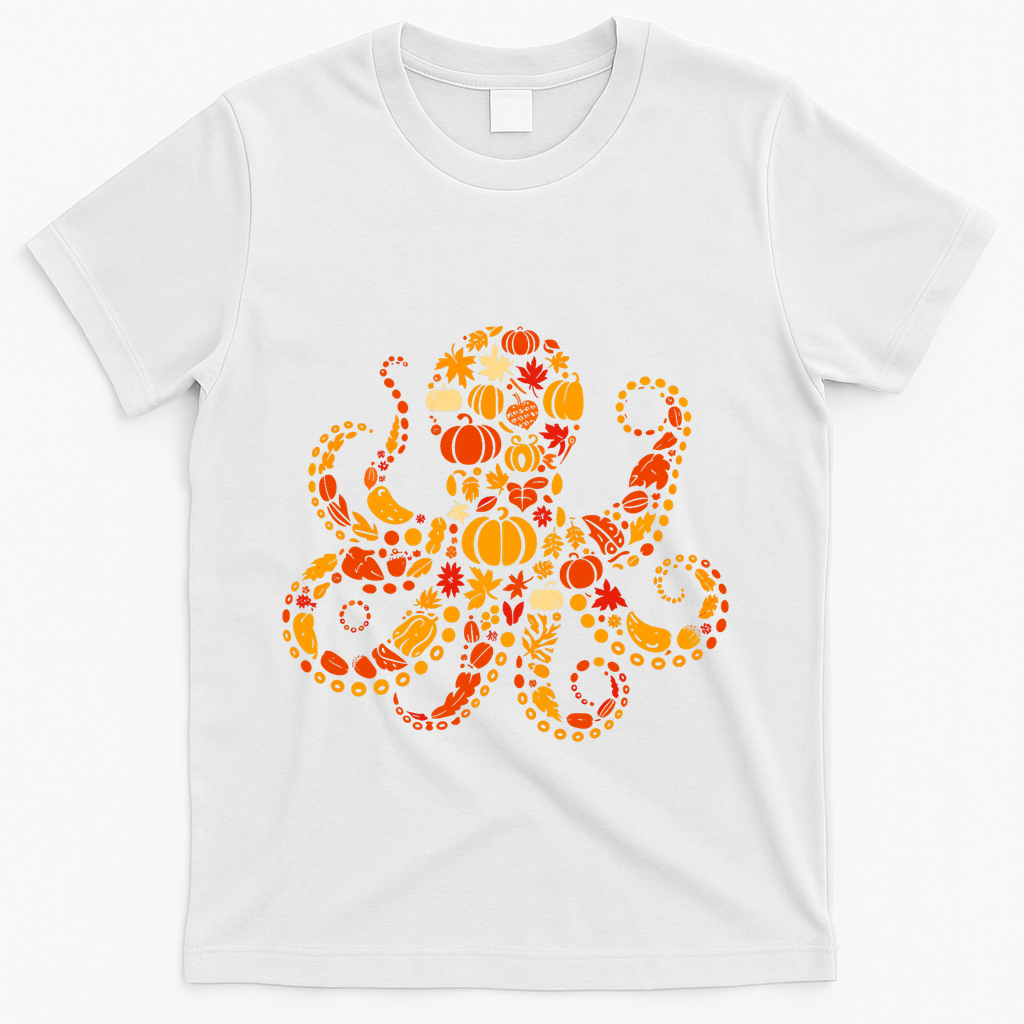 Autumn Pumpkin Fall Octopus Thanksgiving T-Shirt product image 2