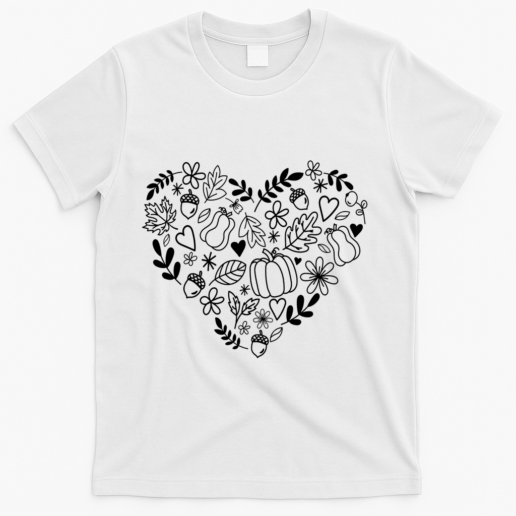 Autumn Pumpkin Fall Lover Heart Gift T-Shirt product image 2