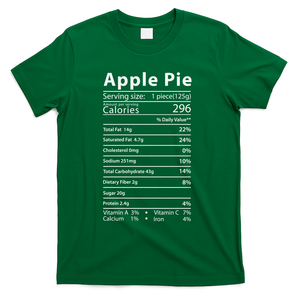 Apple Pie Nutrition Facts Label Costume Thanksgiving T-Shirt product image 4