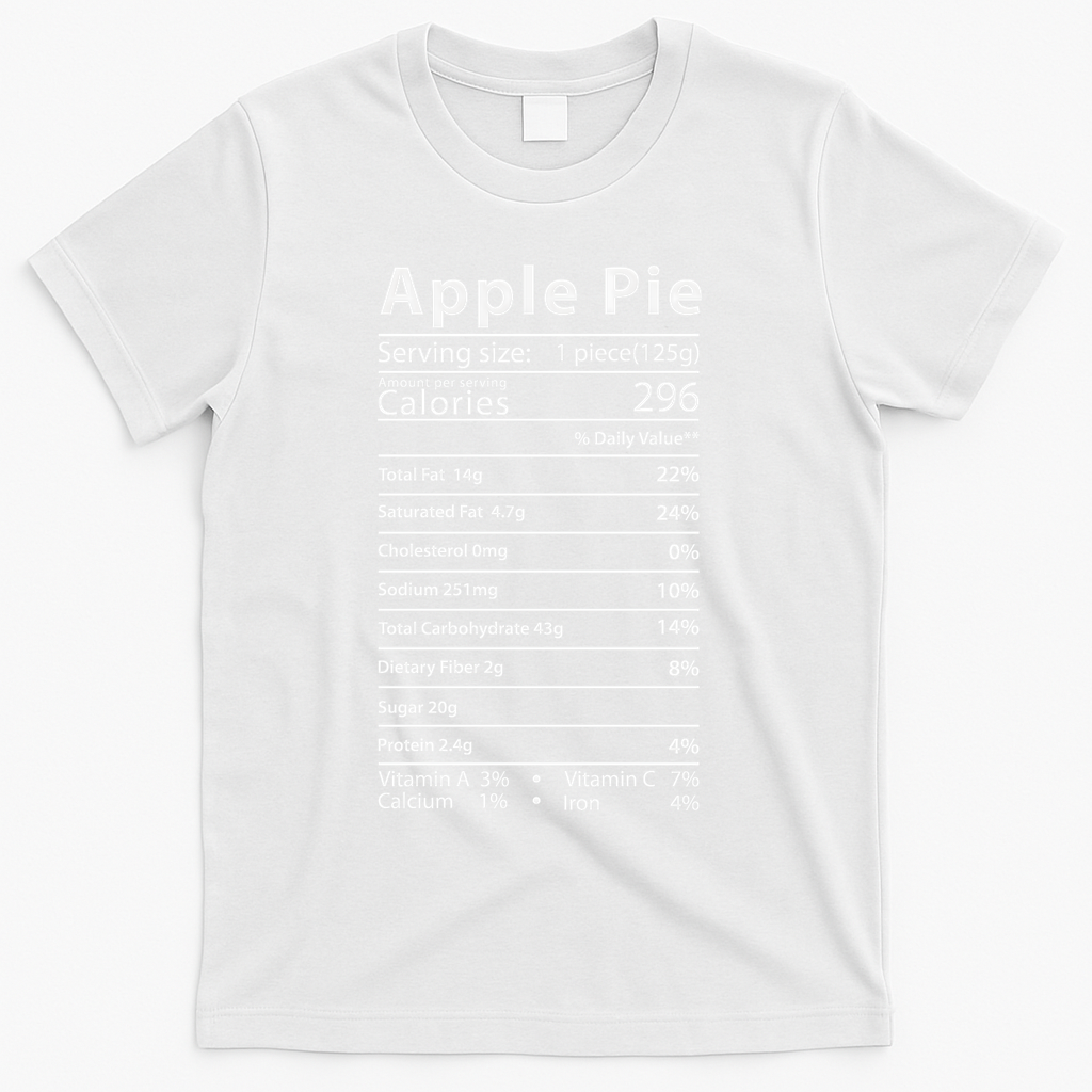 Apple Pie Nutrition Facts Label Costume Thanksgiving T-Shirt product image 2