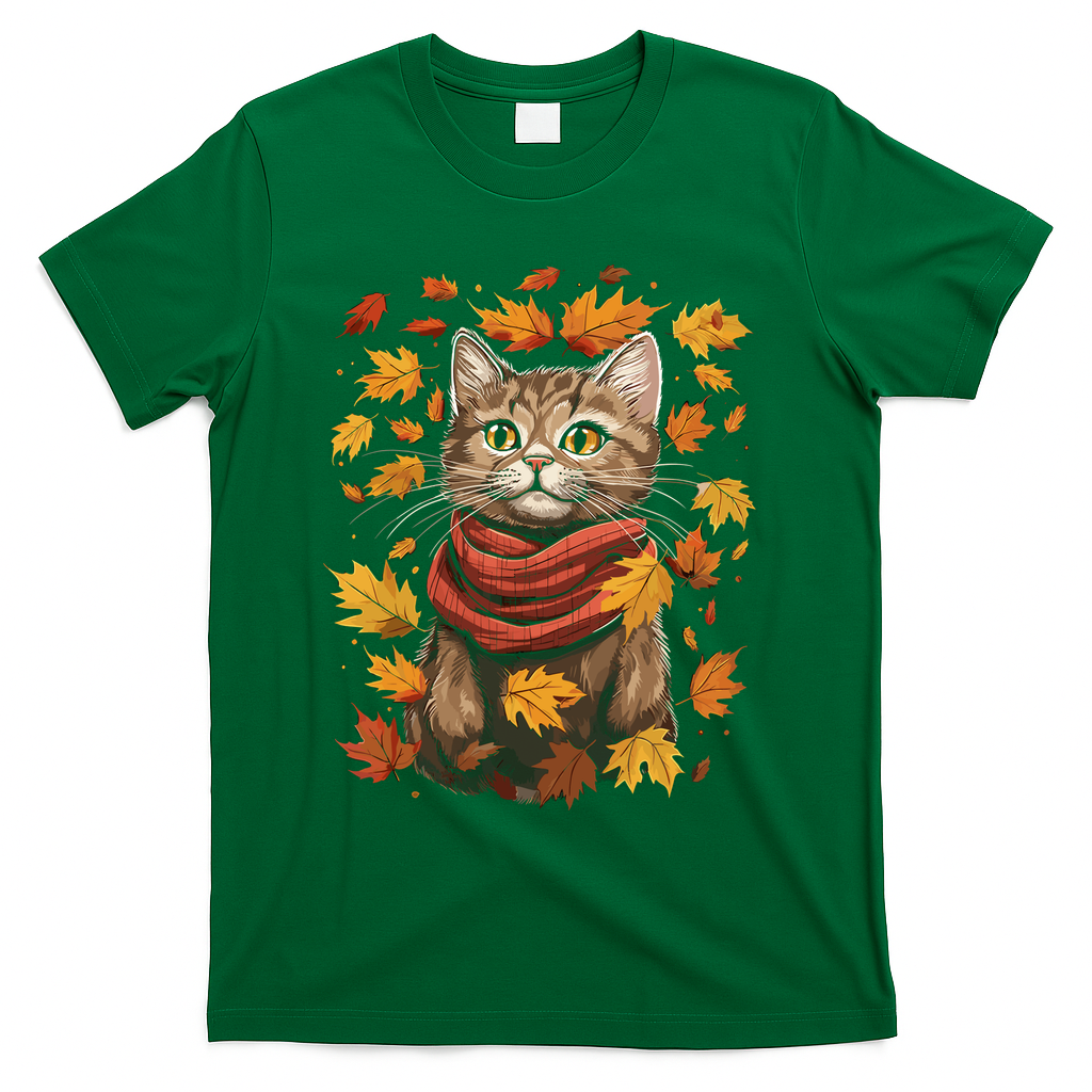 Autumn Themed Cute Cat Fall Breeze Kitten Lover T-Shirt product image 4