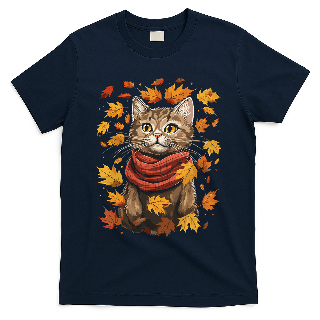 Autumn Themed Cute Cat Fall Breeze Kitten Lover T-Shirt product image 3