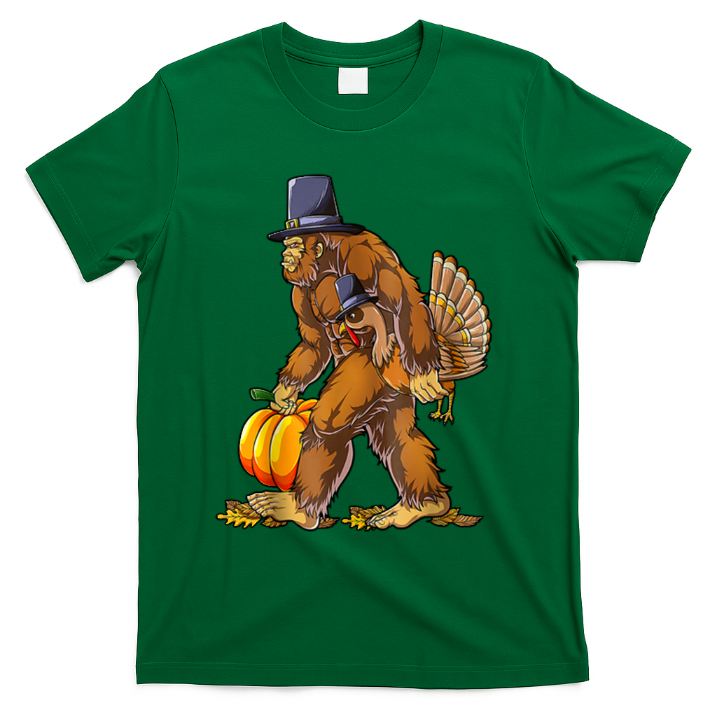 Bigfoot Turkey Thanksgiving Funny Holiday T-Shirt product image 4