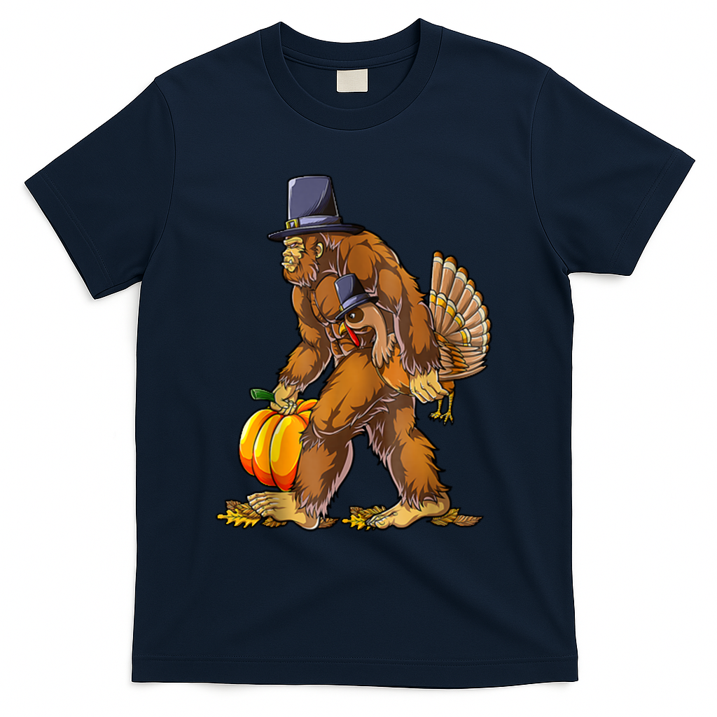 Bigfoot Turkey Thanksgiving Funny Holiday T-Shirt product image 3
