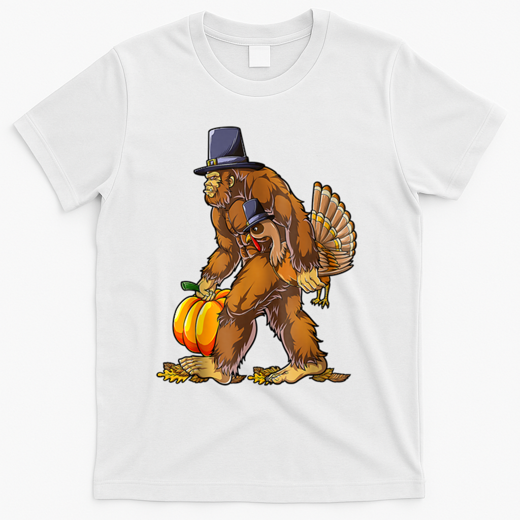 Bigfoot Turkey Thanksgiving Funny Holiday T-Shirt product image 2