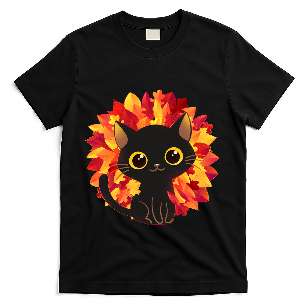 Cute Autumn Fall Black Cat T-Shirt product image 1